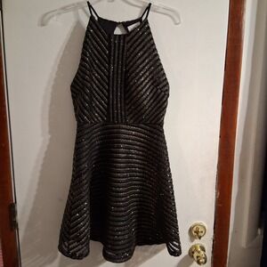 NWT Art Deco Old Hollywood Money Cocktail Dress Black Gold Sparkle M LBD Gatsby